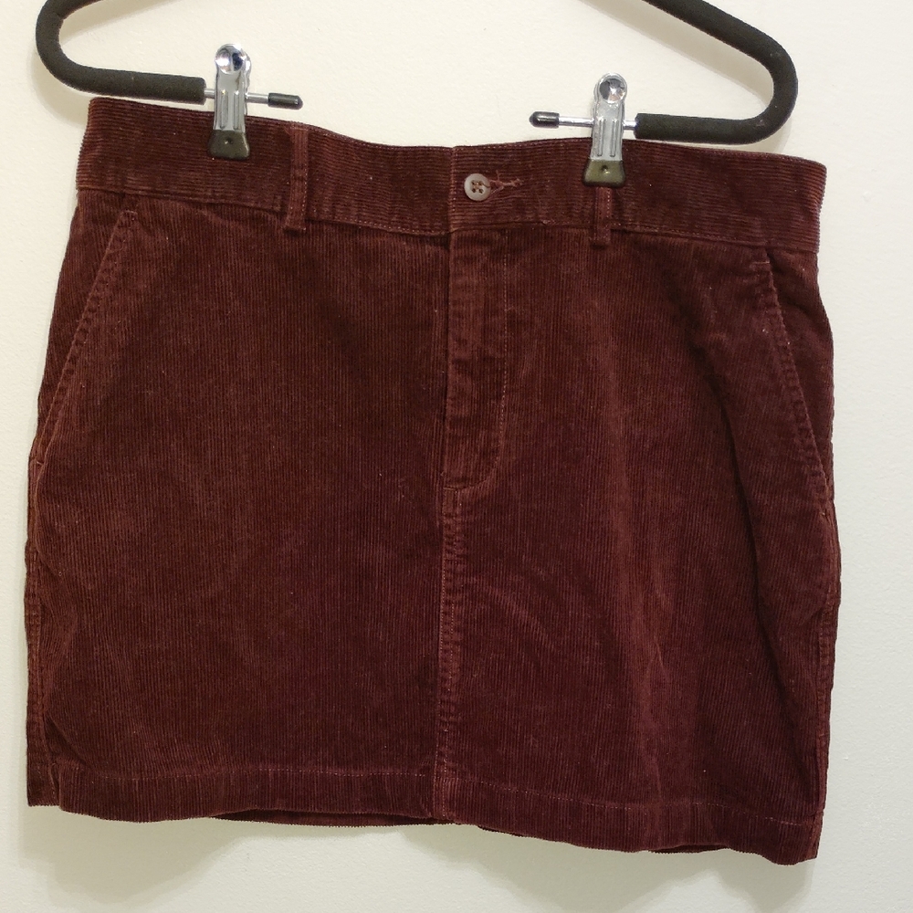 Vtg Ralph Lauren Sports Burgundy Corduroy Mini Skirt